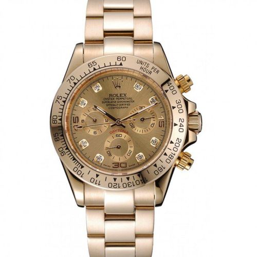 Rolex Cosmograph Daytona Brown Dial Diamond Numerals Gold Case And Bracelet 1454245